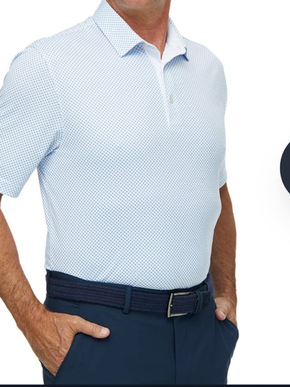 Men's Short Sleeve Golf Polo - Greg Norman - White With Blue - S